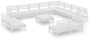 3083170 vidaXL Set mobilier de grădină, 13 piese, alb, lemn masiv de pin