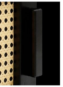 Masă TV din lemn de pin cu uși din ratan Støraa Jolene, negru