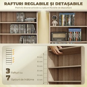 HOMCOM Raft pentru CD-uri cu 6 rafturi reglabile, capacitate 360 CD/185 DVD, 58 x 24 x 126,3 cm, culoare lemn | Aosom Romania