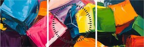 Tablou - Cuburi colorate (cu ceas) (90x30 cm)