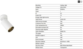 Spot LED aplicat tavan directonabil STAN 3000K alb