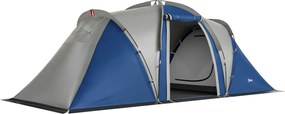 Outsunny Cort de Camping cu Dublu Strat Tip Tunel Familial 4-5 Persoane 2 Camere și Living pentru 12 Persoane Albastru | Aosom Romania