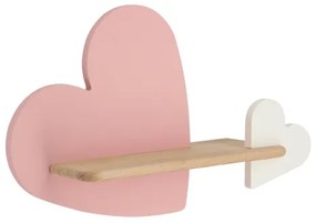 Aplică LED cu raft pentru copii HEART LED/5W/230V roz/alb/lemn