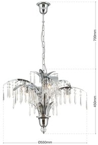 Lustra cristal eleganta stil modern Palme 6L chrome plated