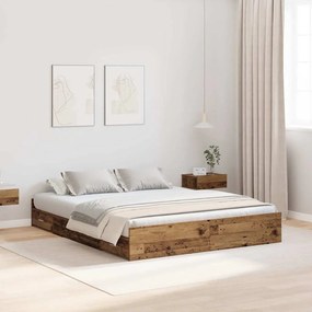vidaXL Cadru de pat cu depozitare cu sertar cu headboard Lemn vechi 160 x 200 cm