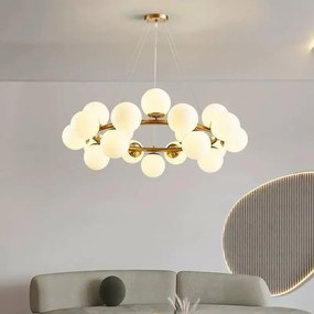 Lustra 1010-15 GD – candelabru modern cu 15 globuri, soclu G9