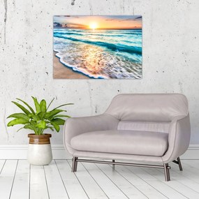 Tablou pe sticlă - Plaja de la mare (70x50 cm)