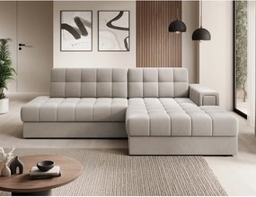 Colțar bej extensibil cu tapițerie din catifea (cu colț pe partea dreaptă/cu șezlong) Blezalt – ELTAP