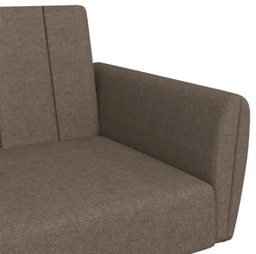 Canapea extensibila 2 locuri, cu taburet, gri taupe, textil Gri taupe, Cu suport de picioare