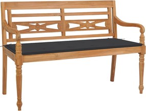 vidaXL Bancă Batavia cu pernă antracit, 120 cm, lemn masiv tec