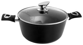 Oala cu capac sticla YENA, 20 cm, 2.2 L, antiaderenta, Black Line, MAGIC HOME