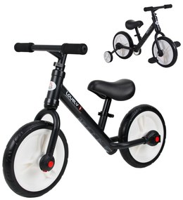 HOMCOM Bicicletă Fără Pedale Copii 2-5 Ani cu Șa Reglabilă, Roți și Pedale Negru | Aosom Romania