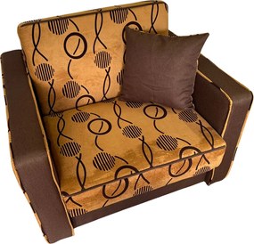 Fotoliu SAMY NEXT extensibil, cu lada de depozitare, stofa maro, cadru metalic, 103x100x92 Stofa, Maro + Bej