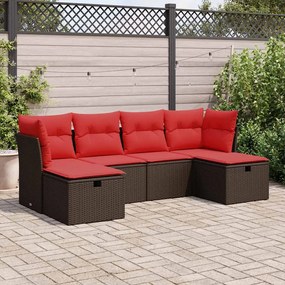 vidaXL Set canapele de grădină cu perne, 6 piese, maro, poliratan