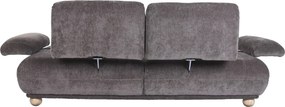 Canapea cu 3 locuri din bumbac, gri, spătar rabatabil, picioare sferice din lemn, material rezistent la pete, 85 x 220 x 111 cm, „Èze”
