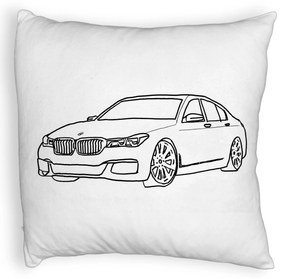 Perna Decorativa Fluffy, Model BMW Lover, 40x40 cm, Alba, Husa Detasabila, Burduf