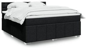 vidaXL Pat box spring cu saltea, negru, 180x200 cm, catifea