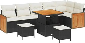 vidaXL Set de canapele pentru grădină 11 pcs Negru și Crem poliratan