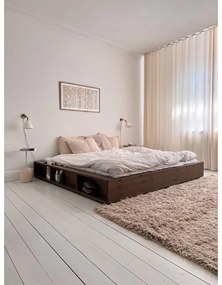 Pat matrimonial maro din lemn masiv de pin cu somieră 160x200 cm Ziggy – Karup Design