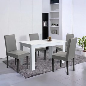 Set de masă Leon 4+1 alb-gri