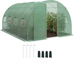 Outsunny Seră tunel pentru grădină 12 m², seră tunel 295x400x200 cm ușă și 8 ferestre, husă PE 140 g/m² verde | Aosom Romania