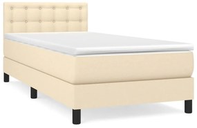 3140334 vidaXL Pat box spring cu saltea, crem, 80x200 cm, textil