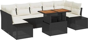 vidaXL Set de canapele pentru grădină 8 pcs Negru Rattan poli
