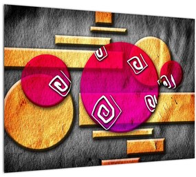 Tablou pe sticlă abstract cu simboluri istorice (70x50 cm)