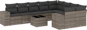 vidaXL Set mobilier de grădină cu perne, 10 piese, gri, poliratan