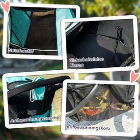 PawHut Cărucior pentru câini, cărucior pentru animale de companie pentru câini și pisici mici, cu coș de depozitare, design pliabil cu un clic, Turcoaz | Aosom Romania