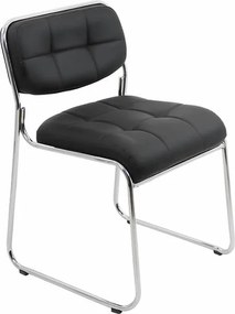 Scaun de așteptare negru HRC 608 din piele ecologică și stivuibil