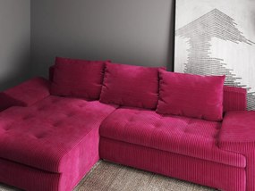 Colțar extensibil dumonde cu ladă de depozitare si sezut confortabil din spuma high-density, Leonardo Zoom Rosu 260x185 cm