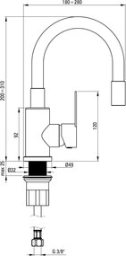 Lupo Baterie pentru chiuvetă, cu pipă elastică BLU_B240