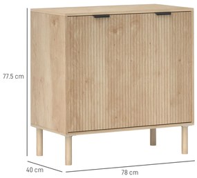 HOMCOM Dulap de Depozitare cu 2 Uși și Rafturi Reglabile, 78x40x77,5 cm, Stejar | Aosom Romania