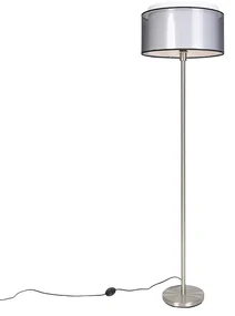 Lampă de podea de design din oțel cu abajur negru și alb 47 cm - Simplo