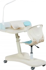 SmartStudy ErgoPro Kids – Set Birou și Scaun Ergonomic pentru Copii, Reglabile pe înălțime, cu Lampă LED Integrată, Suport Reglabil pentru Carte și Tabletă, Spătar Rabatabil, Roți Inteligente Gravity Lock, Albastru