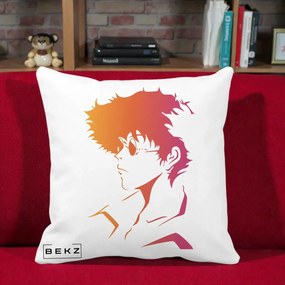 Perna Decorativa Cowboy Bebop Spike Silueta Gradient, 40x40 cm, Alba Mata, Husa Detasabila, Perna Inclusa, BEKZ®
