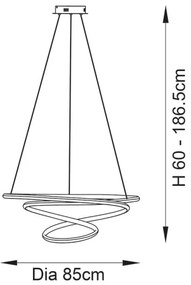 Endon 97639 - Lustră LED reglabilă suspendată pe cablu TWIRL LED/88W/230V 3000K, aurie