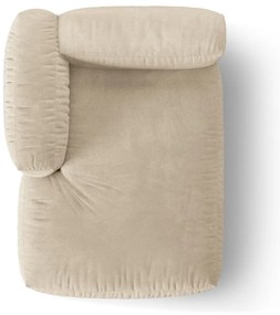 Modul pentru canapea modulară bej cu tapițerie din catifea (cu colț pe partea stângă) Martina – Micadoni