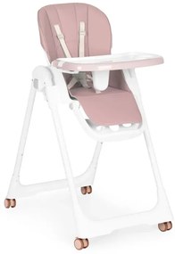 Scaun de hrănire înălțime reglabilă curele din piele ecologică tavă dublă roz