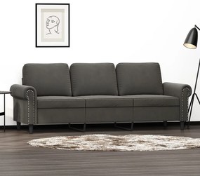 349168 vidaXL Canapea cu 3 locuri, gri închis, 180 cm, material catifea