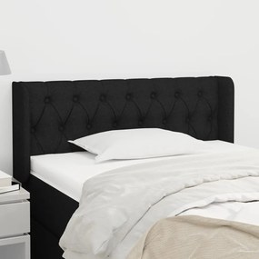 3119088 vidaXL Tăblie de pat cu aripioare negru 93x16x78/88 cm textil