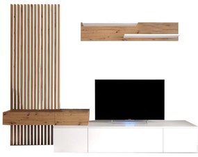 Comoda TV Litende sonoma - alb 249.5x42x199.5cm