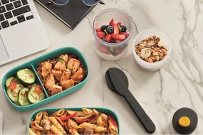 Cutie alimentară pentru pranz Lekue On The Go 1010236, 500 ml, Inchidere ermetica, Tacamuri, Supapa microunde, Turcoaz