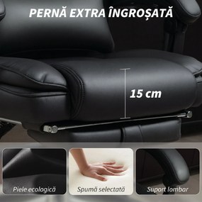 HOMCOM Scaun de Birou din Piele PU cu Suport pentru Picioare, Tetieră și Suport Lombar | Aosom Romania