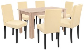 Set de masă Leon 6+1 stejar Sonoma-bej