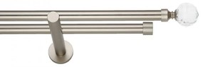Galerie dubla KULA CRISTAL PICIOR UNIVERSAL- dubla fara inele 19/19 - CROM MAT (Alege marime: 140 cm)