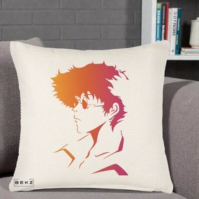 Perna Decorativa Cowboy Bebop Spike Silueta Gradient, 40x40 cm, Crem Reliefat, Husa Detasabila, Perna Inclusa, BEKZ®