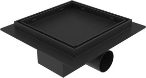 Set rigola pentru dus plus capac Inter Ceramic New Generation 15x15 cm finisaj negru mat/faiantabil