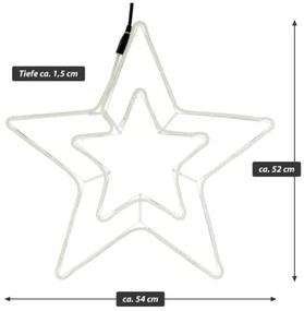 Stea dublă de Crăciun 55 cm, 360 LED